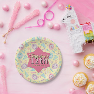 Plato De Papel Cumpleaños del Mascota virtual de juegos de retro 