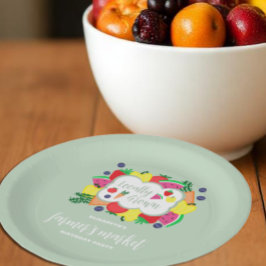 Plato De Papel Cumpleaños del mercado de granjeros de cosecha loc