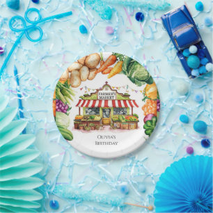 Plato De Papel Cumpleaños del Mercado de Vegetales Encantados