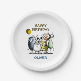 Plato De Papel Cumpleaños del Monstruo Infantil