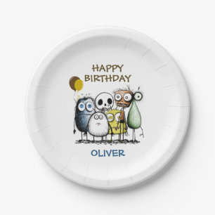 Plato De Papel Cumpleaños del Monstruo Infantil