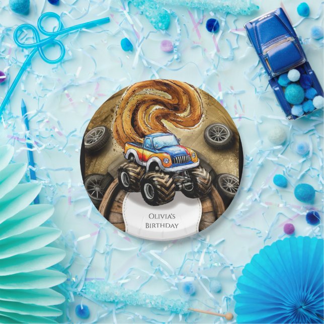 Plato De Papel Cumpleaños del montador de pista Pastel (Fiesta)