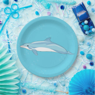 Plato De Papel Cumpleaños del Océano con Delfín Adorable