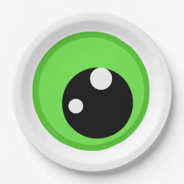 Plato De Papel Cumpleaños del ojo malvado verde divertido moderno