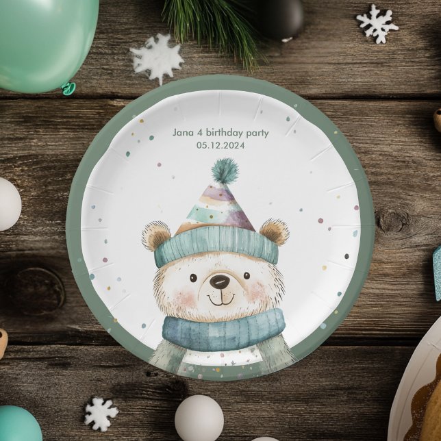 Plato De Papel Cumpleaños del Oso Verde | Fiesta Winter Wonderlan (Subido por el creador)