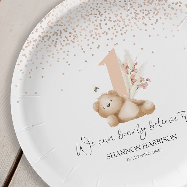 Plato De Papel Cumpleaños del Oso y La Abeja (Subido por el creador)