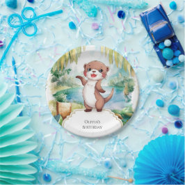 Plato De Papel Cumpleaños del Pastel Boho Otter