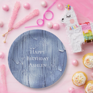 Plato De Papel Cumpleaños del Pastel Púrpura de bonito