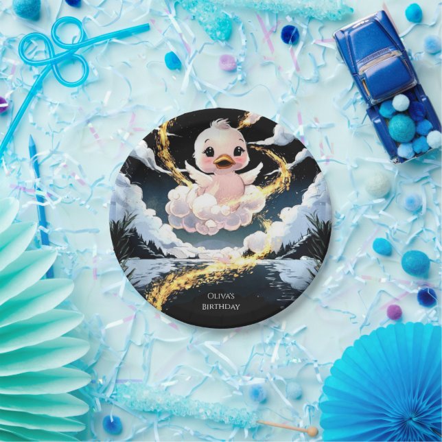 Plato De Papel Cumpleaños del Pato Cute (Fiesta)