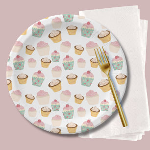 Plato De Papel Cumpleaños del patrón del pastel