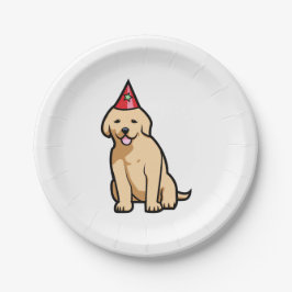 Plato De Papel Cumpleaños del perrito del golden retriever