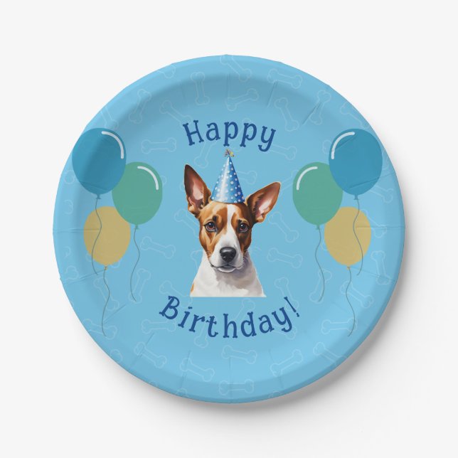 Plato De Papel Cumpleaños del perro con pipa (Anverso)