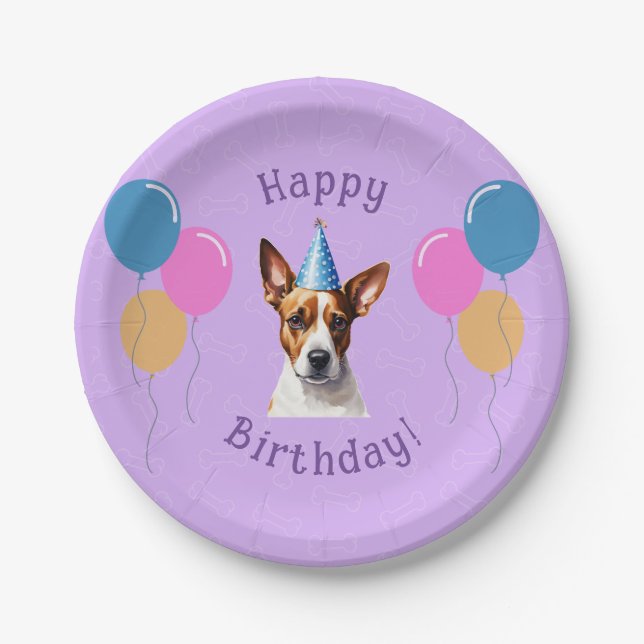 Plato De Papel Cumpleaños del perro con pipa (Anverso)