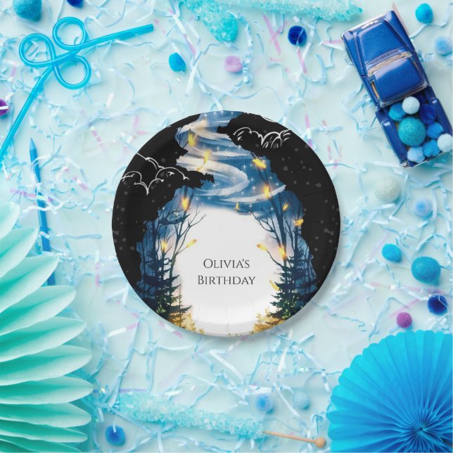 Plato De Papel Cumpleaños del Personalizado Mágico Woodland (Fiesta)