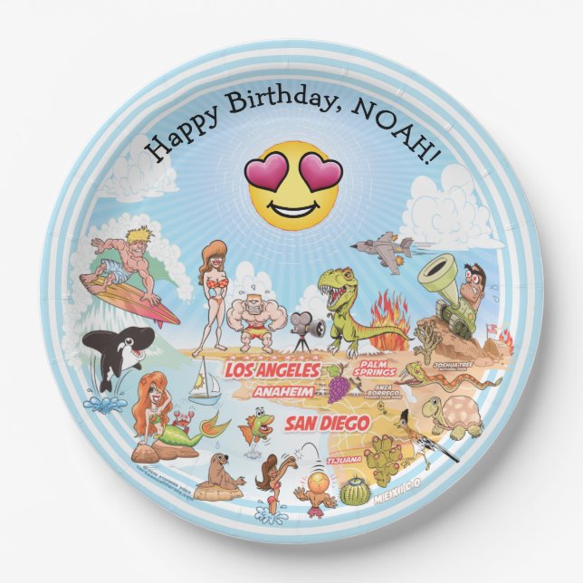 Plato De Papel Cumpleaños del personalizado SoCal (Anverso)