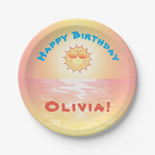 Plato De Papel Cumpleaños del personalizado SoCal Sunset