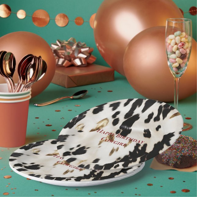Plato De Papel Cumpleaños del Piel de vaca del Suroeste del Oro B (Multi)