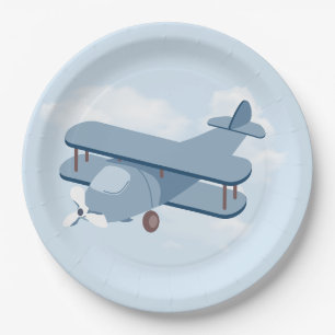 Plato De Papel Cumpleaños del piloto de aviones