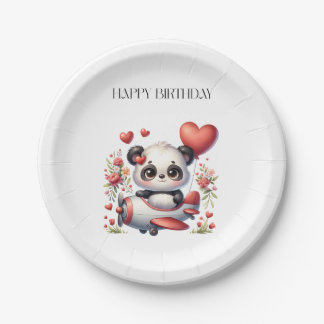 Plato De Papel Cumpleaños del piloto panda