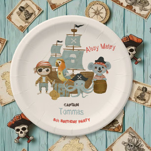Plato De Papel Cumpleaños del Pirata de los Cazadores del Tesoro