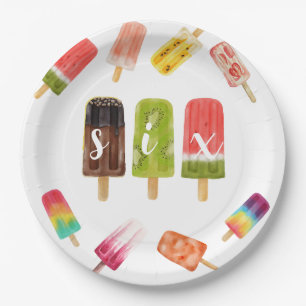 Plato De Papel Cumpleaños del Pop del Arcoiris 6° cumpleaños