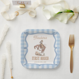 Plato De Papel Cumpleaños del primer rodeo de vaquero