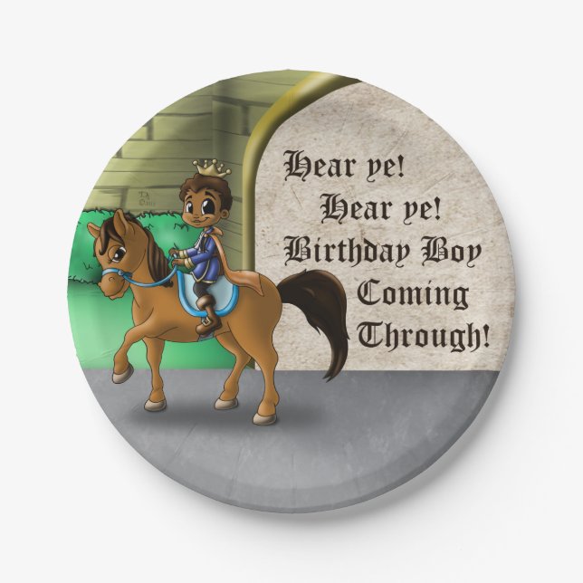 Plato De Papel Cumpleaños del Príncipe Negro (Anverso)