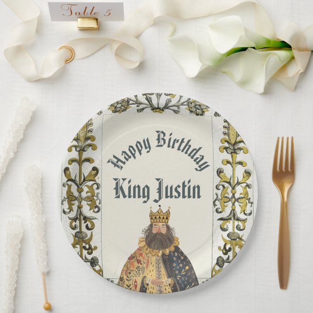 Plato De Papel Cumpleaños del Rey del Renacimiento Medieval (Boda)
