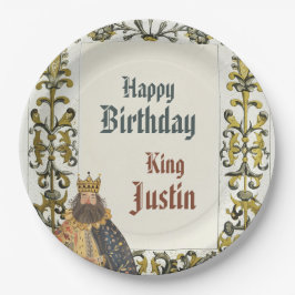 Plato De Papel Cumpleaños del rey medieval del renacimiento del i