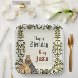 Plato De Papel Cumpleaños del Señor Medieval del Castillo Rey