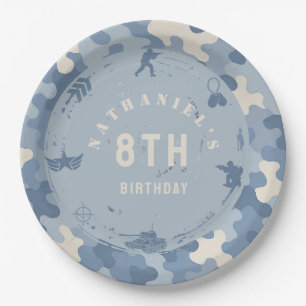 Plato De Papel Cumpleaños del soldado del ejército de camuflaje a