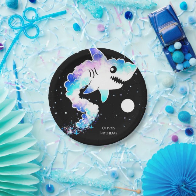 Plato De Papel Cumpleaños del Tiburón Infantil Boho caprichoso (Fiesta)