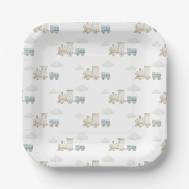 Plato De Papel Cumpleaños del Tren Chugga Chugga  (Anverso)