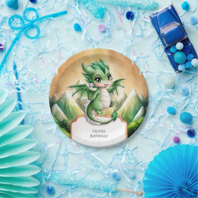 Plato De Papel Cumpleaños del Whimsical Boho Dragon (Fiesta)
