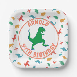 Plato De Papel Cumpleaños Dinosaurio T Rex Kids Jurásico Prehistó