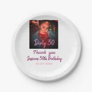 Plato De Papel Cumpleaños Dirty 30 agregar nombre rosa agregar fo