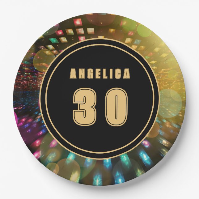 Plato De Papel Cumpleaños Disco (Anverso)