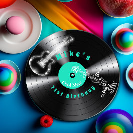 Plato De Papel Cumpleaños Disco de vinilo retro Música rock Guita