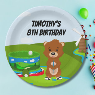Plato De Papel Cumpleaños divertido de Mini Putt Putt para niños