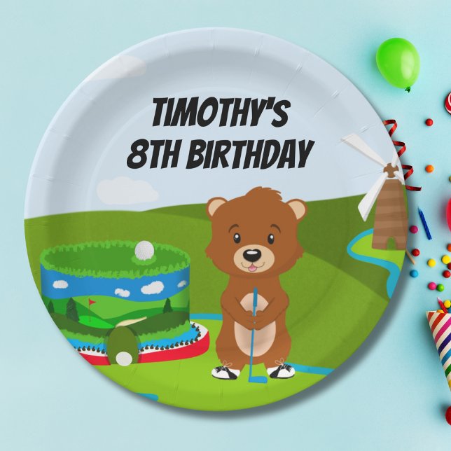 Plato De Papel Cumpleaños divertido de Mini Putt Putt para niños  (Subido por el creador)