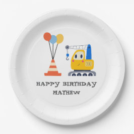 Plato De Papel Cumpleaños divertido y lindo de construcción 