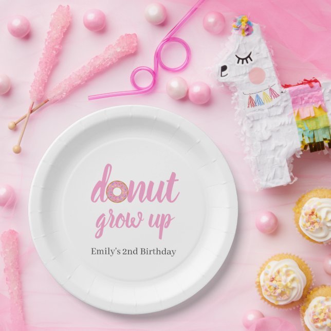 Plato De Papel Cumpleaños Donut Grow Up 2do (Fiesta)