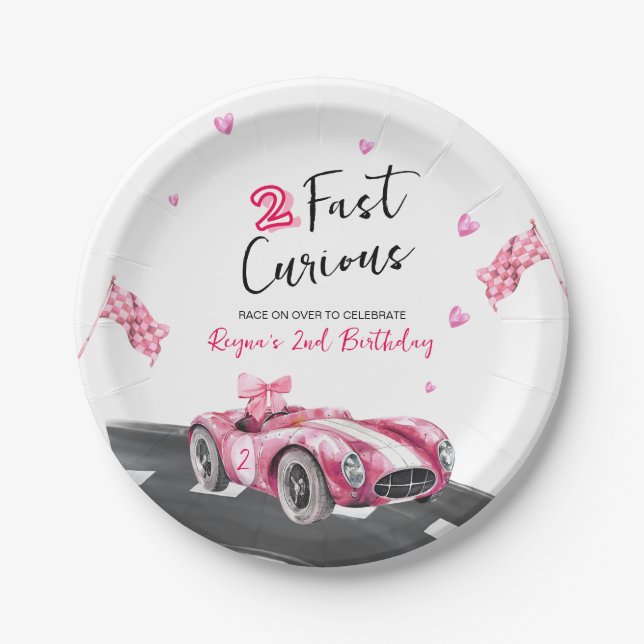 Plato De Papel Cumpleaños Dos Rápidos Curiosos  (Anverso)