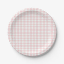 Plato De Papel Cumpleaños dulce de cereza rosa a cuadros