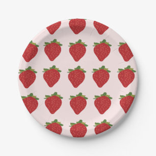 Plato De Papel Cumpleaños Dulce Fresa y Bayas Fresas