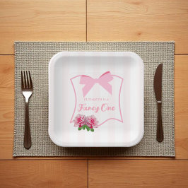 Plato De Papel Cumpleaños elegante con lazo floral