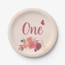 Cumpleaños elegante en acuarela rosa floral uno 1e