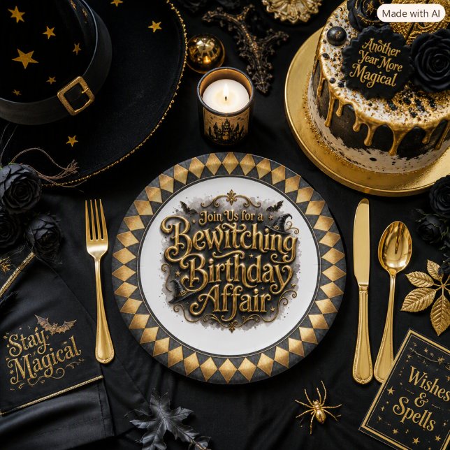 Plato De Papel Cumpleaños embrujado de Halloween Arlequín Gótico  (Subido por el creador)