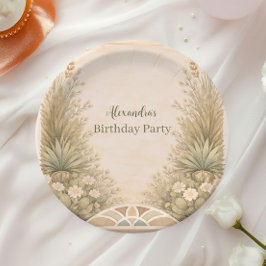 Plato De Papel Cumpleaños en pradera desértica rústica