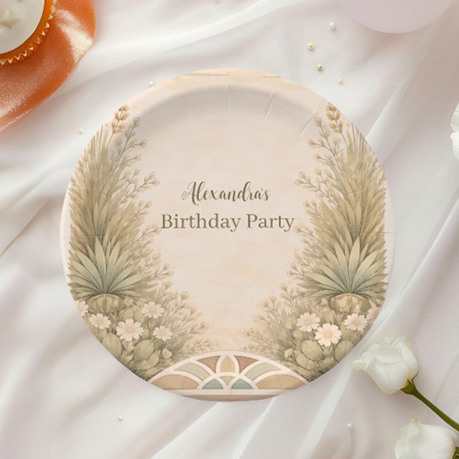 Plato De Papel Cumpleaños en pradera desértica rústica (Subido por el creador)